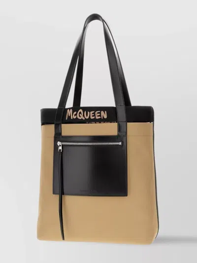 Alexander Mcqueen Fabric And Leather Tote Bag