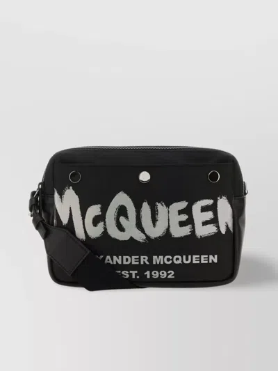 Alexander Mcqueen Fabric Graffiti Crossbody Bag Eyelets Shape