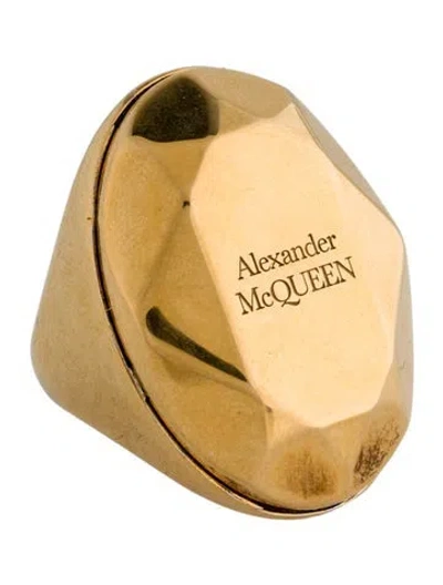Pre-owned Alexander Mcqueen Facet Oval Signet Ring In Multi