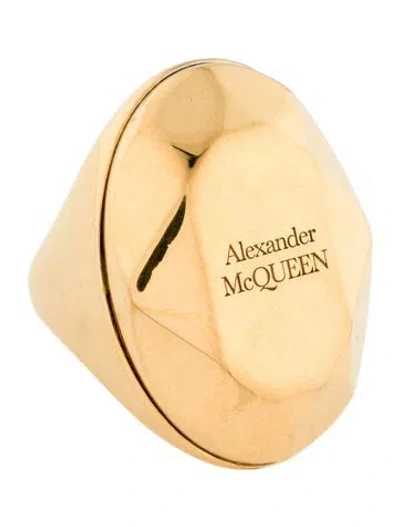 Pre-owned Alexander Mcqueen Facet Oval Signet Ring In Multi