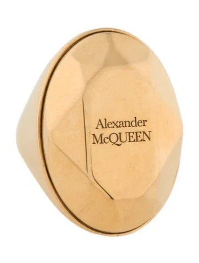 Pre-owned Alexander Mcqueen Facet Oval Signet Ring In Multi