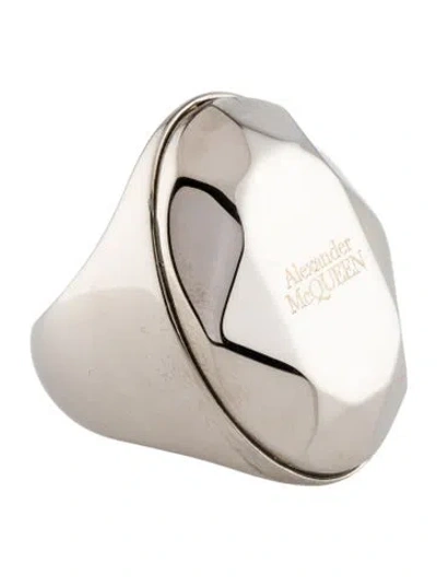 Pre-owned Alexander Mcqueen Faceted Oval Cocktail Ring In Multi