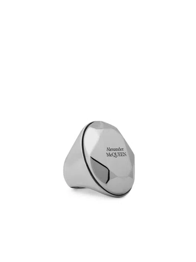 Alexander Mcqueen Faceted Stone Logo Ring