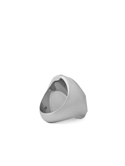 Alexander Mcqueen Faceted Stone Logo Ring In Silver