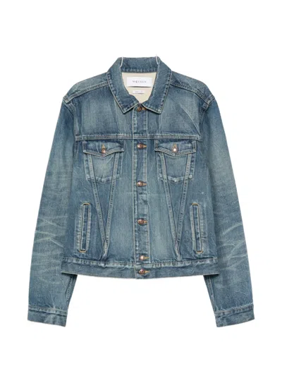 Alexander Mcqueen Faded-effect Denim Jacket In Blue