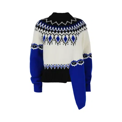 Pre-owned Alexander Mcqueen Fair Isle Draped Knit Sweater 'ivory/blue' | Cream | Women's Size L