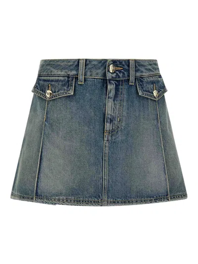ALEXANDER MCQUEEN FALDA SEMILARGA - AZUL CLARO