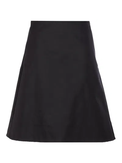 Alexander Mcqueen Midi Ruched Skirt In Black