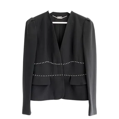 Pre-owned Alexander Mcqueen Fall 2013 Pearl Trimmed Jacket Blazer In Black