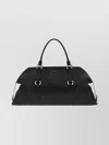 Alexander Mcqueen Black Leather Farringdon Maxi Handbag In Multi