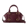 Alexander Mcqueen Farringdon Small Elongated Suede Shoulder Bag In Burgundy