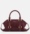 Alexander Mcqueen Farringdon Small Elongated Suede Shoulder Bag In Burgundy