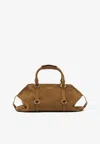 Alexander Mcqueen Farringdon Suede Top Handle Bag In Brown