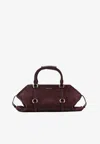 Alexander Mcqueen Farringdon Suede Top Handle Bag In Burgundy