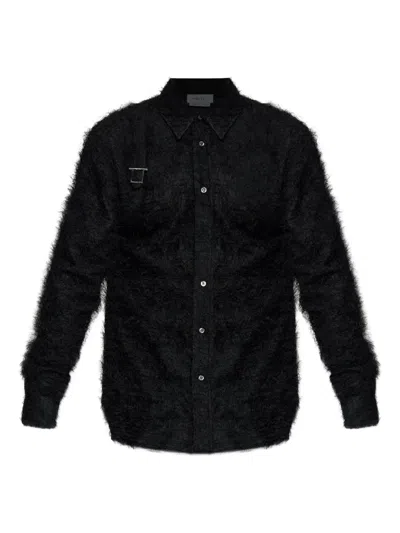 ALEXANDER MCQUEEN FAUX-FUR LONG-SLEEVE SHIRT