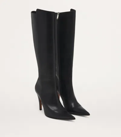 Alexander Mcqueen Birdee 105 Leather Knee-high Boots In Black