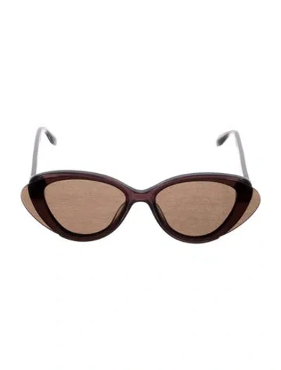 Pre-owned Alexander Mcqueen Faux Pearl Accents Cat-eye Sunglasses In Brown