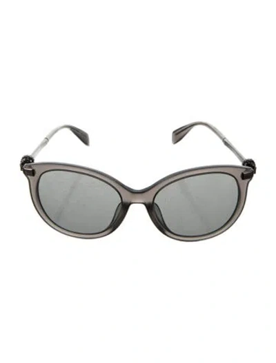 Pre-owned Alexander Mcqueen Faux Pearl Accents Wayfarer Sunglasses In Gray