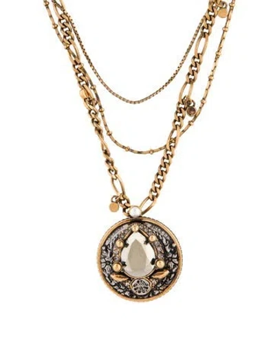 Pre-owned Alexander Mcqueen Faux Pearl & Crystal Multistrand Pendant Necklace, 19.5"