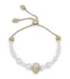 Alexander Mcqueen Faux Pearl And Skull Bracelet In Gold