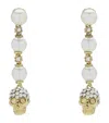 Alexander Mcqueen Faux Pearl And Skull Earrings In White