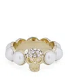 Alexander Mcqueen Faux Pearl And Skull Ring In Gold