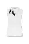 Alexander Mcqueen Embroidered Cotton Jersey Top In Opticalwhite