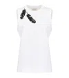 Alexander Mcqueen Embroidered Cotton Jersey Top In White