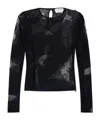 Alexander Mcqueen Bluse Mit Feder-intarsie In Black