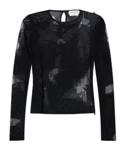 ALEXANDER MCQUEEN ALEXANDER MCQUEEN FEATHER INTARSIA LONG-SLEEVED TOP