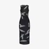 Alexander Mcqueen Feather Sheath Dress Transparent Inlay In Black