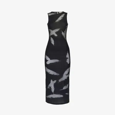 Alexander Mcqueen Embroidered Silk Dress In Black