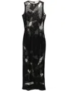 Alexander Mcqueen Embroidered Silk Dress In Black