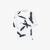 Alexander Mcqueen White Feather-print Oversized T-shirt In White/black