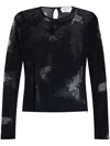 Alexander Mcqueen Bluse Mit Feder-intarsie In Black