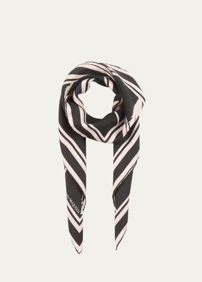 Alexander Mcqueen Feather Silk Twill Square Scarf In Black Ice Pink