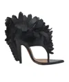 Alexander Mcqueen Leather Feather Thong Sandals In Black