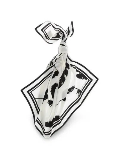 Alexander Mcqueen Feather-print Silk Scarf In Multi