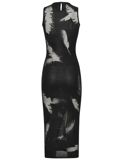 ALEXANDER MCQUEEN FEATHER INTARSIA PENCIL DRESS