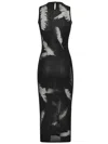 Alexander Mcqueen Embroidered Silk Dress In Black