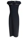 Alexander Mcqueen Tailored Pencil Midi Dress With Lace Inserts In Blue
