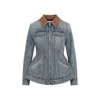 Alexander Mcqueen Alexander Mc Queen Light Blue Washed Denim Jacket With Ruffles In Blue
