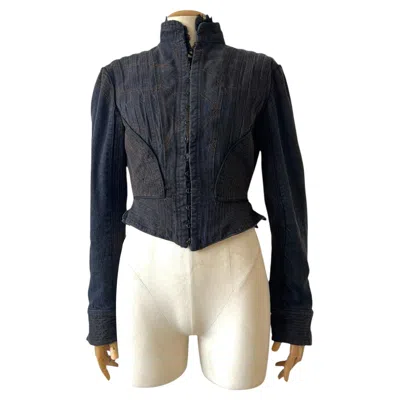Pre-owned Alexander Mcqueen Fitted Denim Doublet Jacket, Fw2002 “supercalifragilisticexpia In Black