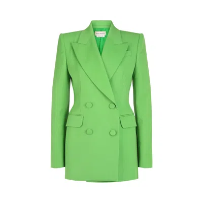 Pre-owned Alexander Mcqueen Fitted Double-breasted Blazer 'acid Green' | Women's Size 42