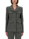 Alexander Mcqueen Fitted Grey Wool Jacket With Structured Silhouette In Gray