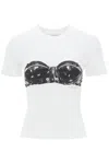 ALEXANDER MCQUEEN FITTED T-SHIRT WITH BUSTIER PRINT