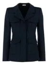 Alexander Mcqueen Flap-pocket Wool Blazer In Blue