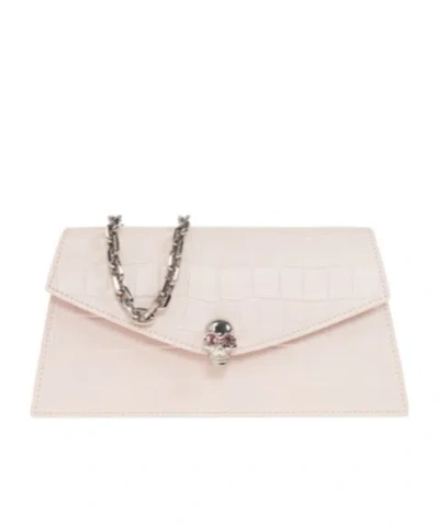 Alexander Mcqueen Skull Crocodile-effect Leather Cross Body Bag In Red