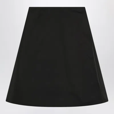 Alexander Mcqueen Flared Black Skirt In Silk Blend