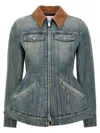 Alexander Mcqueen Alexander Mc Queen Light Blue Washed Denim Jacket With Ruffles